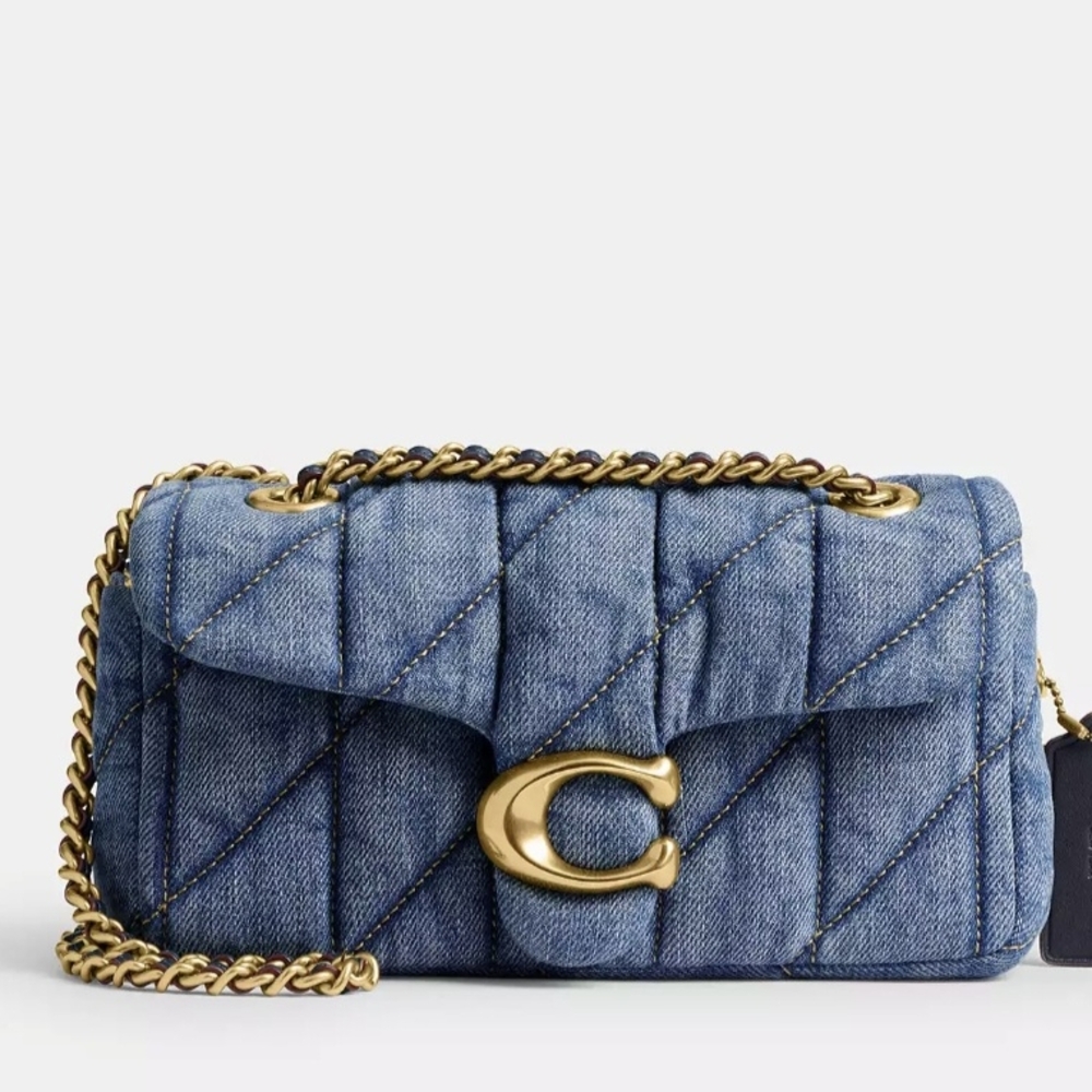 Coach Blue and Gold Quilted Shoulder Bag